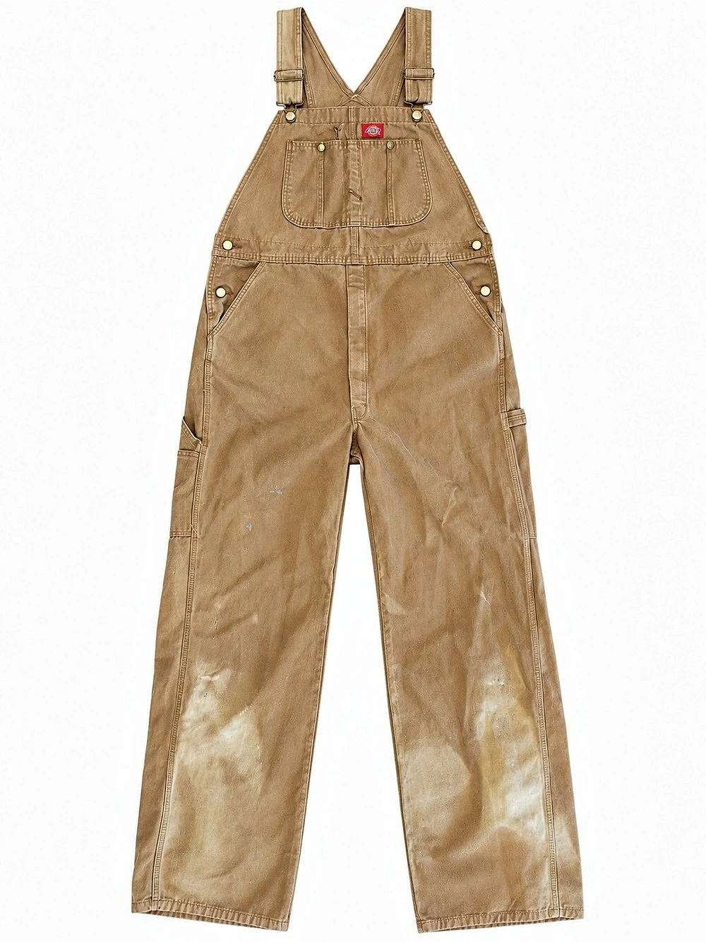 Dickies Men’s Brown Canvas Bib Overalls 36x34 Carpenter Workwear